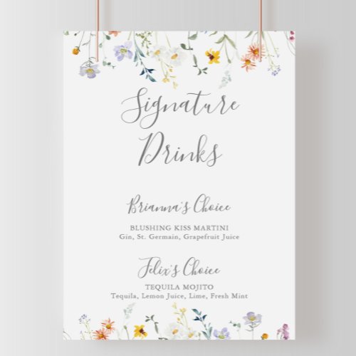 Wild Multicolor Floral Signature Drinks Sign