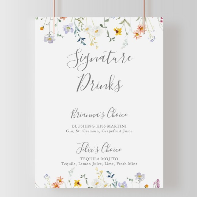 Wild Multicolor Floral Signature Drinks Sign (Creator Uploaded)