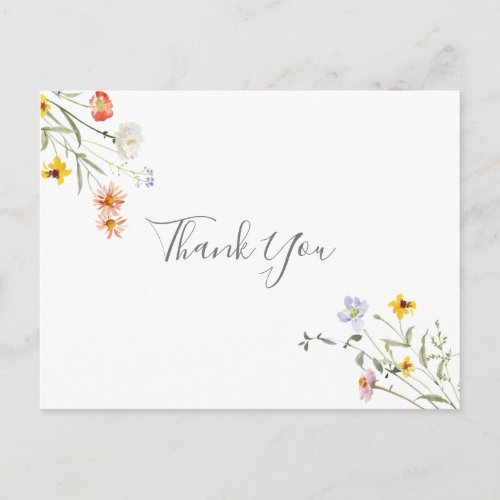 Wild Multicolor Floral Thank You Postcard