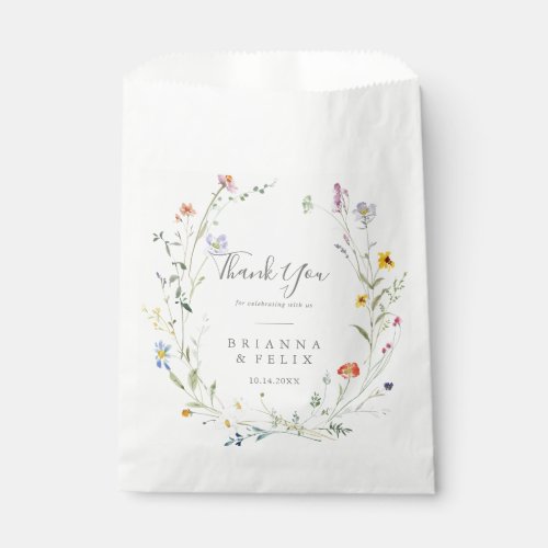 Wild Multicolor Floral Thank You Wedding Favor Bag