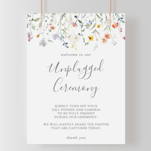 Wild Multicolor Floral Unplugged Ceremony Sign