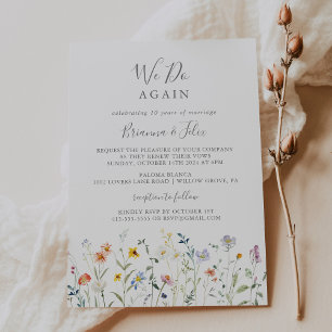 Wild Multicolor Floral We Do Again Vow Renewal Invitation