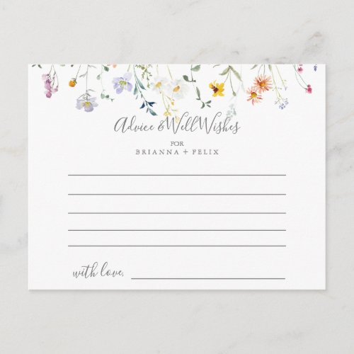 Wild Multicolor Floral Wedding Advice Card