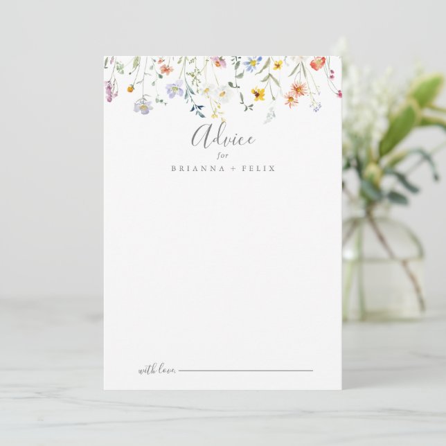 Wild Multicolor Floral Wedding Advice Card (Standing Front)