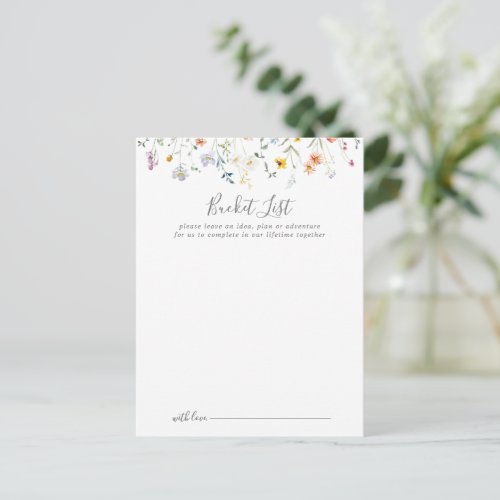 Wild Multicolor Floral Wedding Bucket List Cards