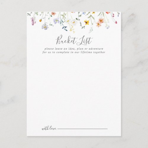 Wild Multicolor Floral Wedding Bucket List Cards