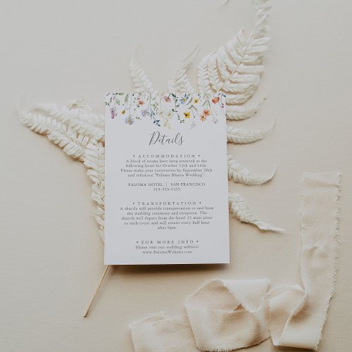 Wild Multicolor Floral Wedding Details Enclosure Card