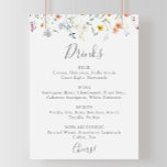 Wild Multicolor Floral Wedding Drinks Menu Sign<br><div class="desc">This wild multicolor floral wedding drinks menu sign is perfect for a rustic wedding. The design features watercolor pink,  blush,  purple,  navy and white elegant flowers with emerald green leaves.</div>