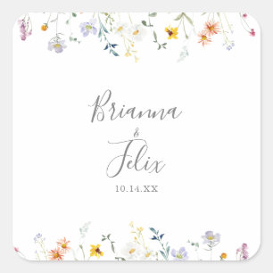 Wild Multicolor Floral Wedding Envelope Seals