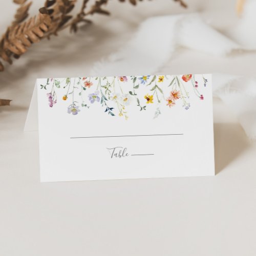 Wild Multicolor Floral Wedding Place Card