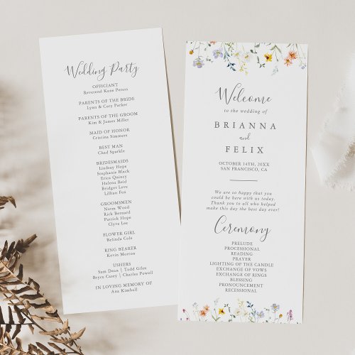 Wild Multicolor Floral Wedding Program