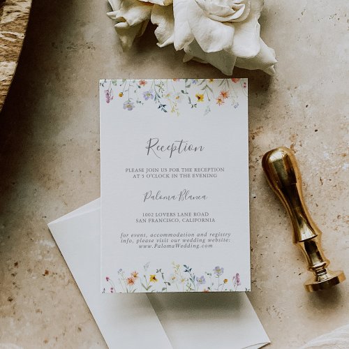 Wild Multicolor Floral Wedding Reception Enclosure Card