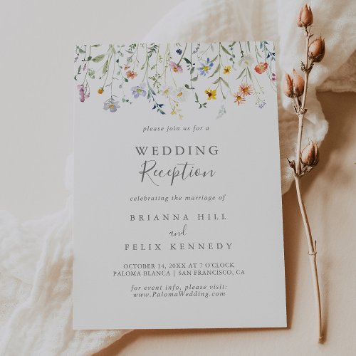 Wild Multicolor Floral Wedding Reception Invitation