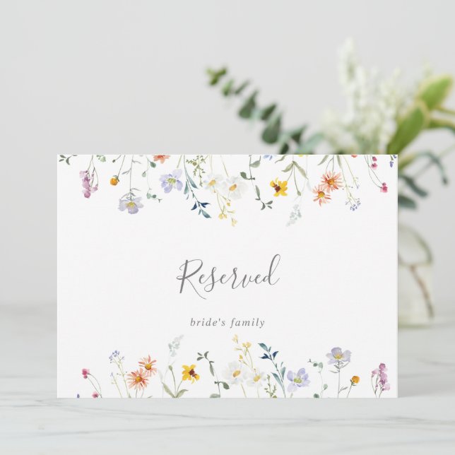 Wild Multicolor Floral Wedding Reserved Sign (Standing Front)