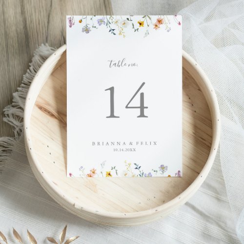 Wild Multicolor Floral Wedding Table Number