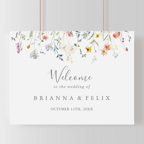 Wild Multicolor Floral Wedding Welcome Sign