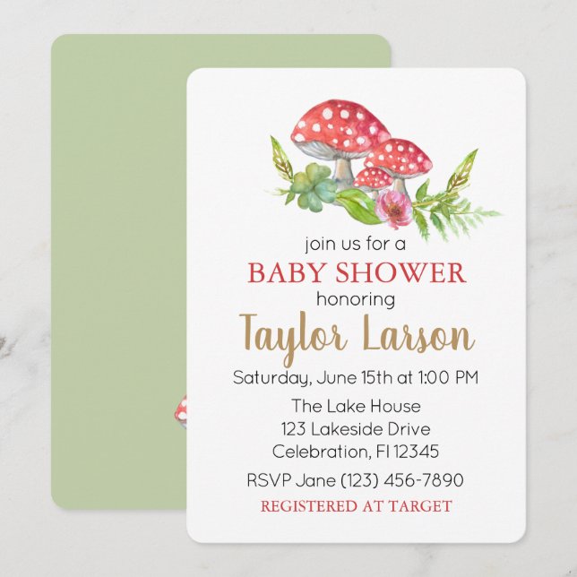 Wild Mushroom Baby Shower Invitation (Front/Back)
