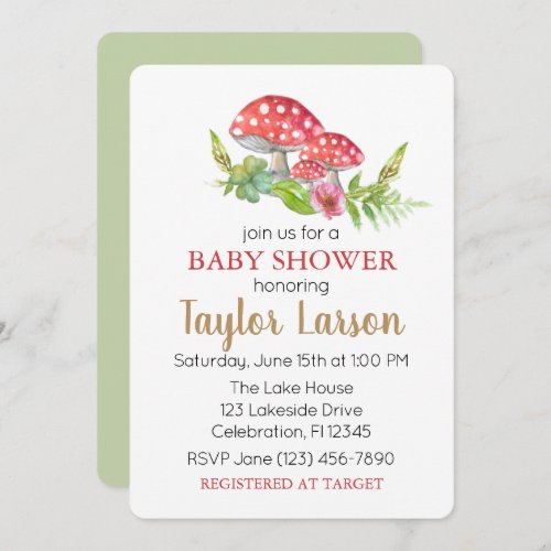 Wild Mushroom Baby Shower Invitation