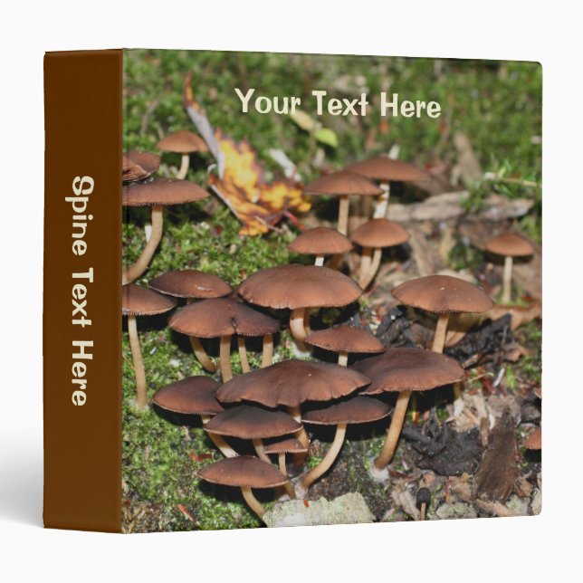 Wild Mushroom Cluster Nature Personalized 3 Ring Binder (Front/Spine)