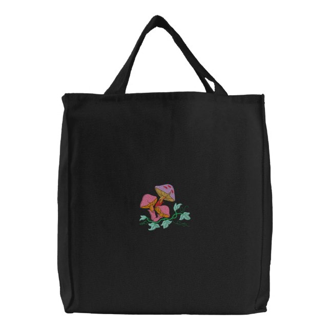 Wild Mushroom Embroidered Tote (Front)