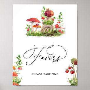 Wild Mushroom Forest Baby Shower Favors Poster