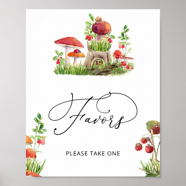 Wild Mushroom Forest Baby Shower Favors  Poster (Front)