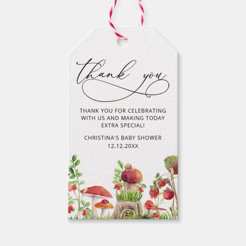 Wild Mushroom Whimsical Baby Shower Thank You Tag