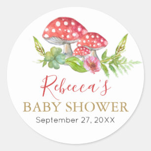 Wild Mushrooms Baby Shower Favor  Classic Round St Sticker
