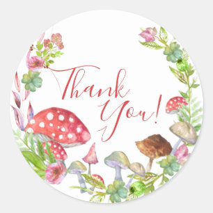 Wild Mushrooms Baby Shower Favor Classic Round Sticker