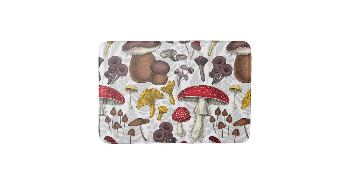 Wild mushrooms bath mat | Zazzle