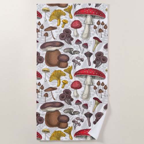 Wild mushrooms beach towel