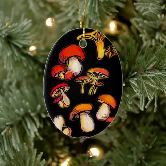 wild mushrooms ceramic ornament (Tree)