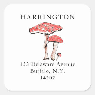 Wild Mushrooms Cottagecore Forest Hand-Drawn Square Sticker