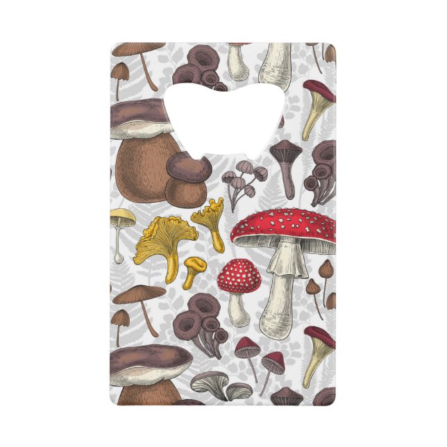 Wild mushrooms credit card bottle opener (Front)