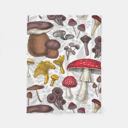 Wild mushrooms fleece blanket