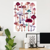 Wild mushrooms illustration watercolor  poster (Home Office)
