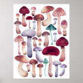 Wild mushrooms illustration watercolor  poster (Front)