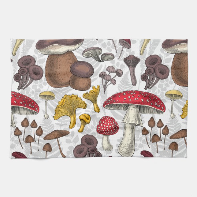Wild mushrooms kitchen towel (Horizontal)
