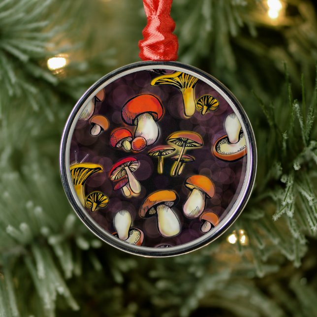 wild mushrooms metal ornament (Tree)