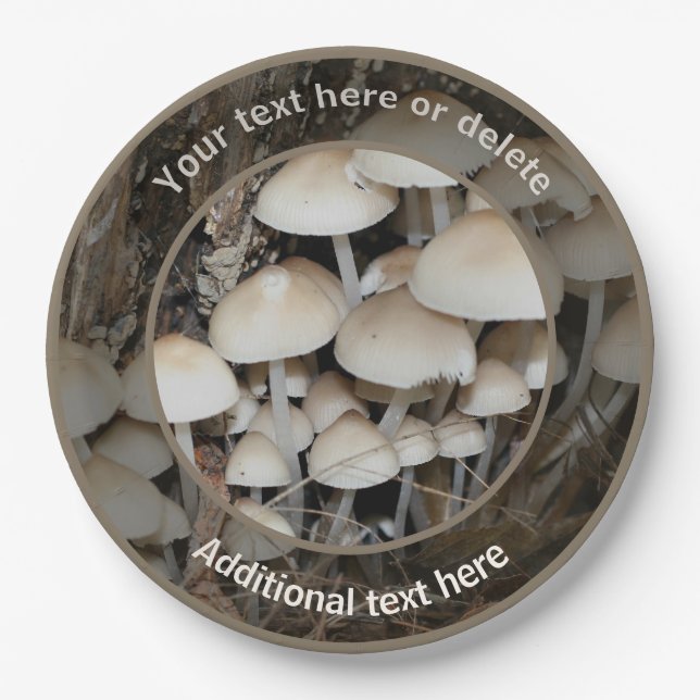 Wild Mushrooms Nature Personalized Party  Paper Plates (Front)