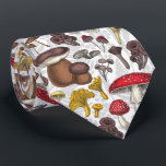 Wild mushrooms neck tie<br><div class="desc">Hand drawn vector pattern with various wild mushrooms</div>