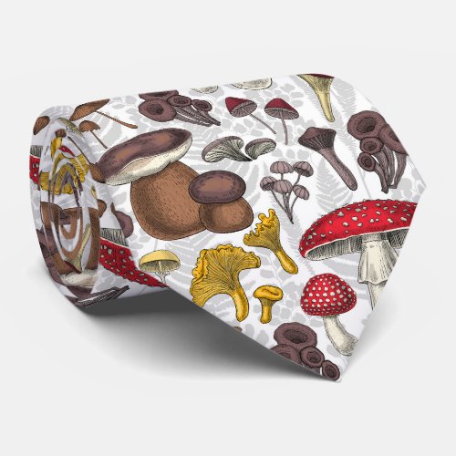 Wild mushrooms neck tie