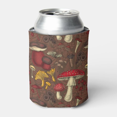 Wild mushrooms on brown can cooler