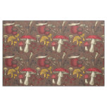 Wild mushrooms on brown fabric