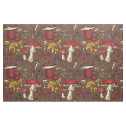 Wild mushrooms on brown fabric