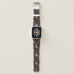 Wild Mushrooms on graphite black Apple Watch Band