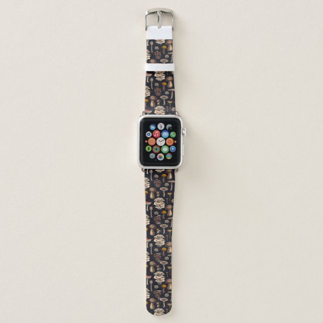 Wild Mushrooms  on graphite black Apple Watch Band (Front)