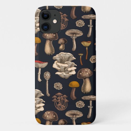 Wild Mushrooms  on graphite black iPhone 11 Case