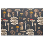 Wild Mushrooms  on graphite black Fabric