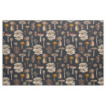 Wild Mushrooms  on graphite black Fabric